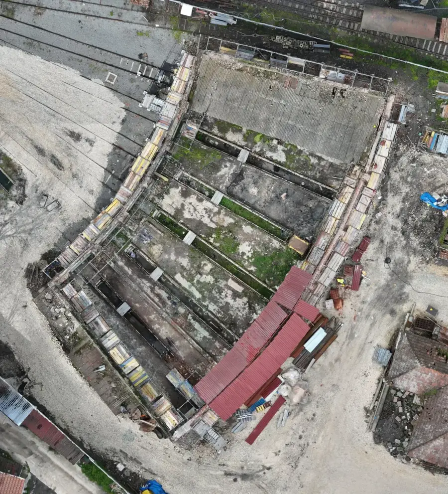 Ortofoto de un edificio histórico de estación
